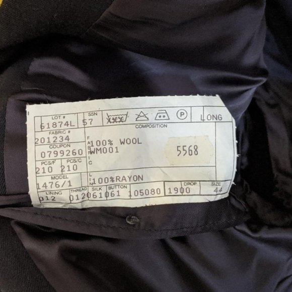 Men's Fine Navy Blue Wool Sport Coat Blazer Nordstrom by Joseph Abboud JAII 44L - Picture 7 of 7